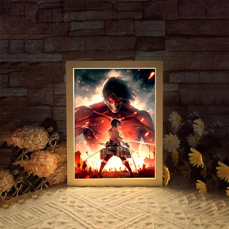 Load image into Gallery viewer, Anime Attack on Titan Light Painting Interior Room Wall Decor Home Decorative Painting For Bedroom Friends Painting Moon Lamp
