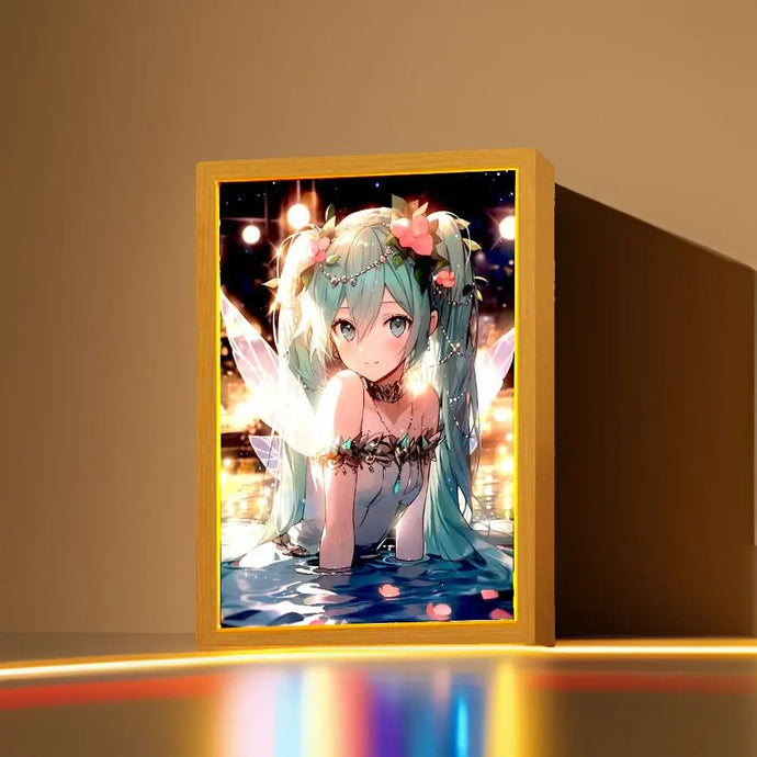 Light Painting Anime Figure Hatsune Miku gengar Picture Frame Wall Art Led Night Light Bedroom Office Decoration Gifts Moon Lamp