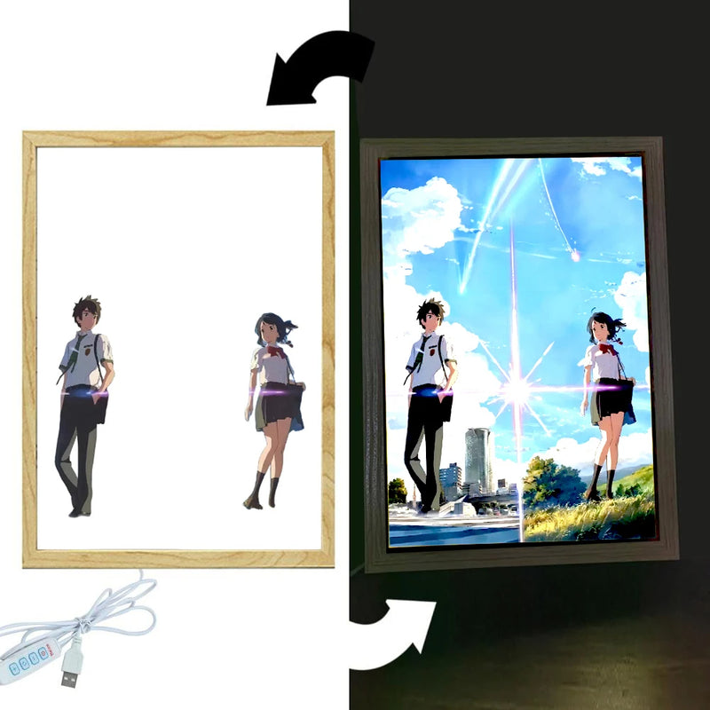 Load image into Gallery viewer, Light Painting Photo Frame Your Name Anime Figures Night Light Cartoon Led Lights Room Decor Ramadan 2024 Friend Gift Moon Lamp
