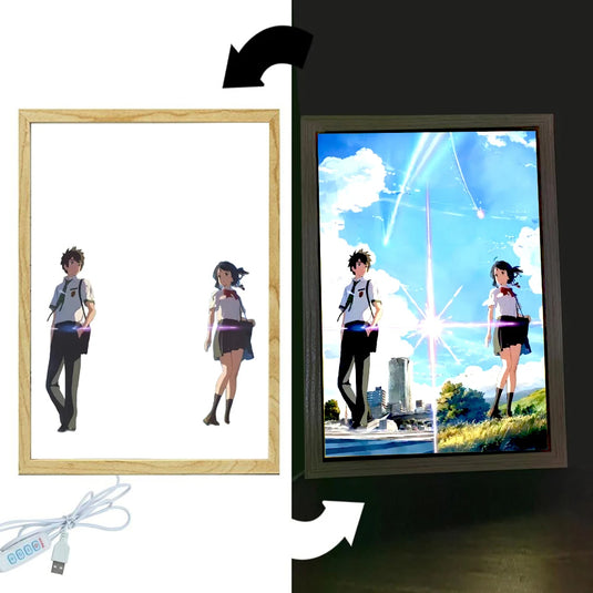 Light Painting Photo Frame Your Name Anime Figures Night Light Cartoon Led Lights Room Decor Ramadan 2024 Friend Gift Moon Lamp