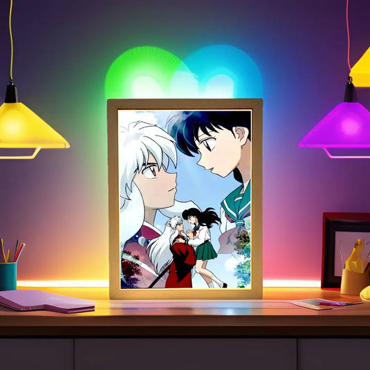 Light Painting Photo Frame Night Light Anime Figure Inuyasha Home room Decor Office Decoration Bedroom Friends Gifts Moon Lamp