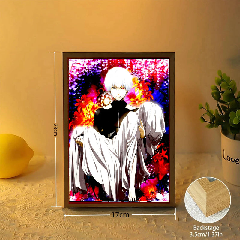 Load image into Gallery viewer, Anime Figure Light Painting Photo Frame Tokyo Ghoul Action Led Lamps Bedroom Room Decor Friends Birthdays Easter Gifts Moon Lamp
