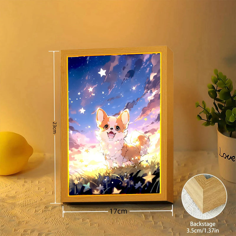 Load image into Gallery viewer, Cute Cat Pet Dog Light Painting Picture Frame Led Night Light Moon Lamp Bedroom Home Decor Friends Kids Birthday Christmas Gifts
