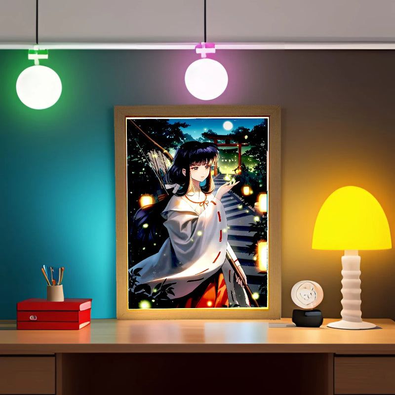 Load image into Gallery viewer, Light Painting Photo Frame Night Light Anime Figure Inuyasha Home room Decor Office Decoration Bedroom Friends Gifts Moon Lamp
