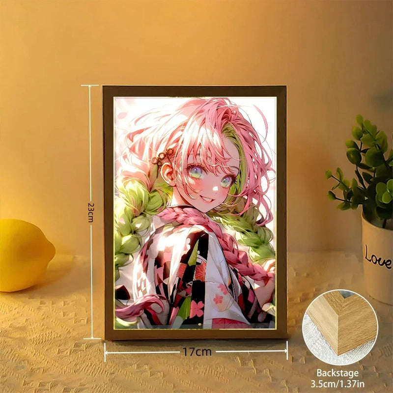 Load image into Gallery viewer, Anime Light Painting Kyojuro Rengoku Kimetsu Demons Slayer Led Photo Frame for Living Room Wall Art Hoom Deco No Yaiba Kids Gift
