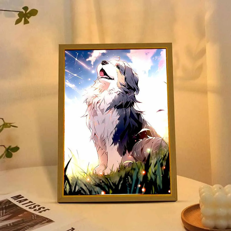 Load image into Gallery viewer, Cute Cat Pet Dog Light Painting Picture Frame Led Night Light Moon Lamp Bedroom Home Decor Friends Kids Birthday Christmas Gifts
