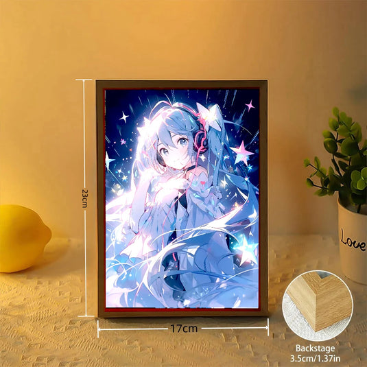 Light Painting Anime Figure Hatsune Miku gengar Picture Frame Wall Art Led Night Light Bedroom Office Decoration Gifts Moon Lamp