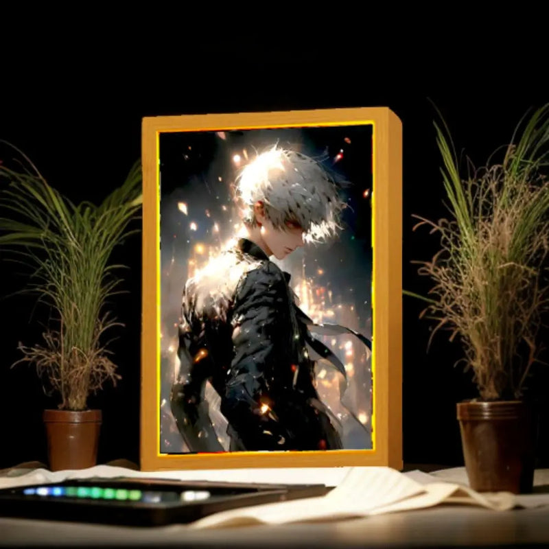 Load image into Gallery viewer, Anime Figure Light Painting Photo Frame Tokyo Ghoul Action Led Lamps Bedroom Room Decor Friends Birthdays Easter Gifts Moon Lamp
