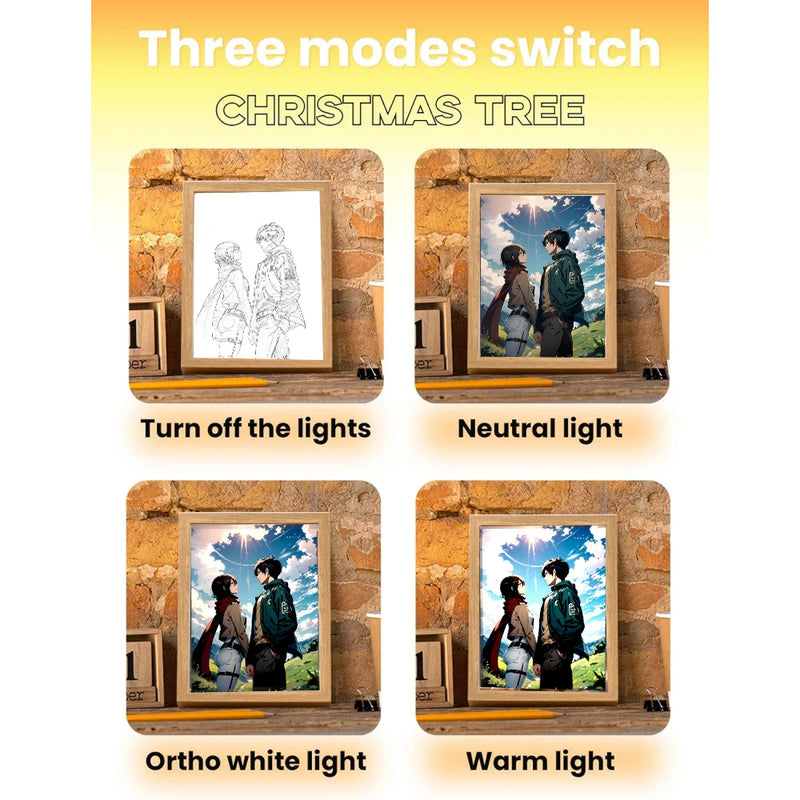 Load image into Gallery viewer, Anime Attack on Titan Light Painting Interior Room Wall Decor Home Decorative Painting For Bedroom Friends Painting Moon Lamp
