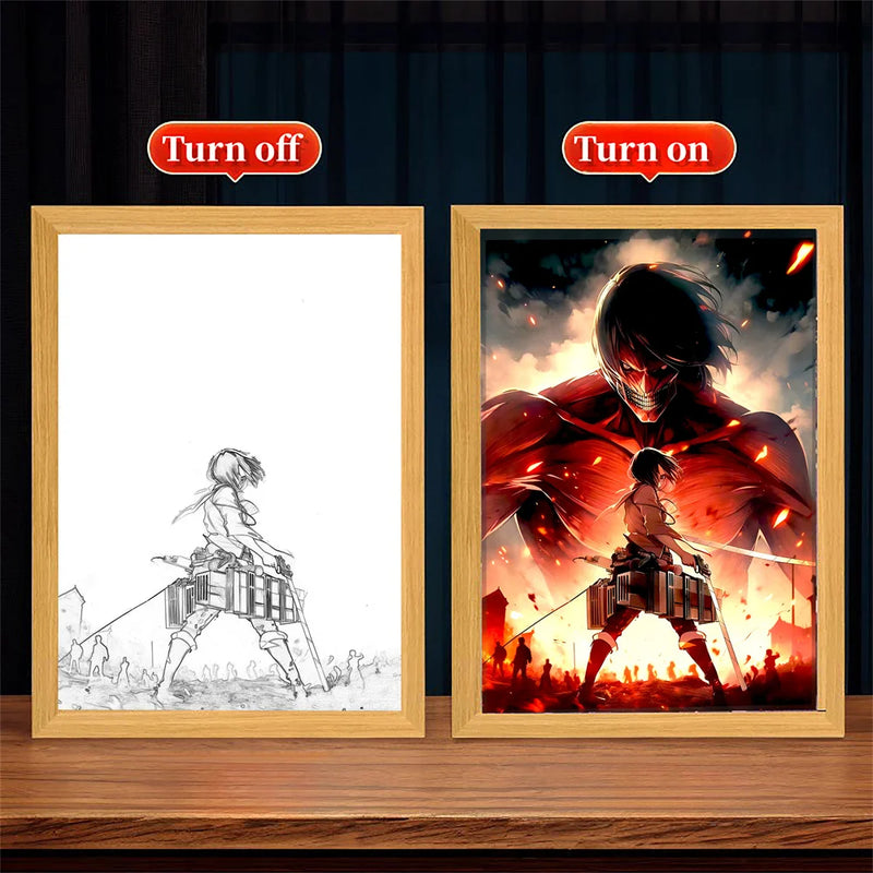 Load image into Gallery viewer, Anime Attack on Titan Light Painting Interior Room Wall Decor Home Decorative Painting For Bedroom Friends Painting Moon Lamp
