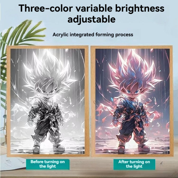 Load image into Gallery viewer, Dragonball Goku Light Painting Interior Room Wall Decor Home Decorative Painting For Bedroom Friends Painting Moon Lamp
